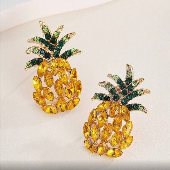 New Gold And Green Pineapple Earrings